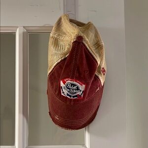 Pabst Blue Ribbon Red and Tan Trucker Hat
